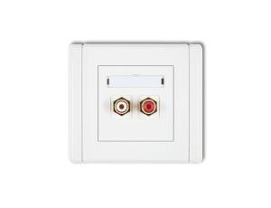 FLEXI Gniazdo podwójne RCA (typu cinch - biały i czerwony, pozłacane) biały FGRCA-2