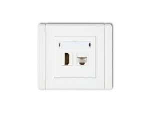 FLEXI Gniazdo pojedyncze HDMI + gniazdo komp. poj. 1xRJ45, kat. 5e, 8-stykowe biały FGHK