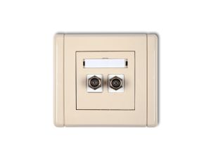 FLEXI Gniazdo antenowe podwójne typu F (SAT) niklowane beżowy 1FGF-2