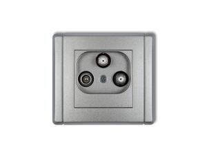 FLEXI Gniazdo antenowe 2 wyjścia SAT + TV srebrny metalik 7FGSN