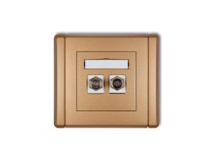 FLEXI Gniazdo antenowe podwójne typu F (SAT) niklowane złoty metalik 8FGF-2