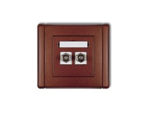 FLEXI Gniazdo antenowe podwójne typu F (SAT) niklowane brązowy metalik 9FGF-2