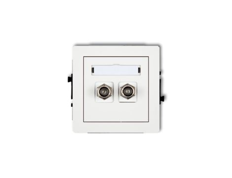 DECO Gniazdo antenowe podwójnego typu F (SAT) pozłacany biały DGF-2.1