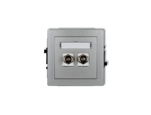 DECO Gniazdo antenowe podwójnego typu F (SAT) pozłacany srebrny metalik 7DGF-2.1