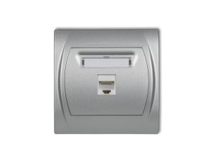 LOGO Gniazdo komputerowe pojedyncze 1xRJ45, kat. 5e, 8-stykowy srebrny metalik 7LGK-1