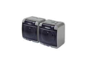 JUNIOR Gniazdo podwójne z/u (klapka dymna) popielaty IP54 10GHE-2d