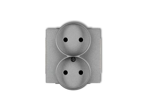 DECO Gniazdo podwójne b/u srebrny metalik 7DGPR-2p