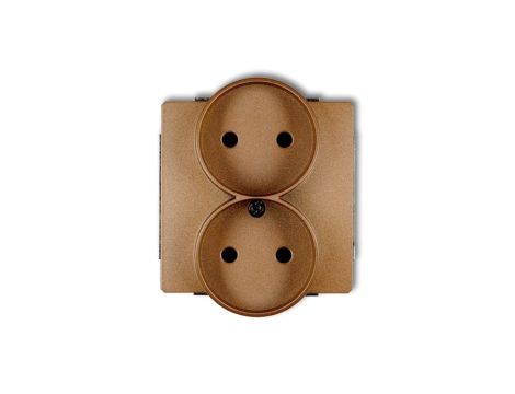 DECO Gniazdo podwójne b/u złoty metalik 8DGPR-2p