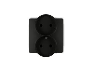 DECO Gniazdo podwójne b/u czarny mat 12DGPR-2p