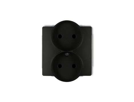 DECO Gniazdo podwójne b/u czarny mat 12DGPR-2p