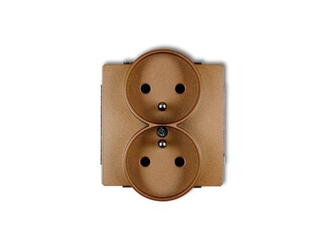 DECO Gniazdo podwójne z/u złoty metalik 8DGPR-2zp