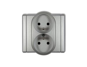 FLEXI Gniazdo podwójne z/u srebrny metalik 7FGP-2zp