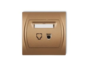 LOGO Gniazdo telefoniczne pojedyncze 1xRJ11, 4-stykowy złoty metalik 8LGT-1
