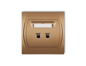LOGO Gniazdo telefoniczne podwójne 2xRJ11, 4-stykowy złoty metalik 8LGT-2