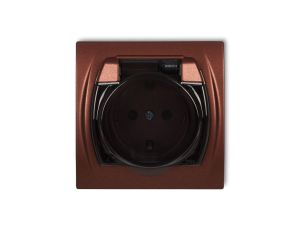 LOGO Gniazdo bryzgoszczelne z/u SCHUKO (klapka dymna) brązowy metalik 9LGPB-1sdp