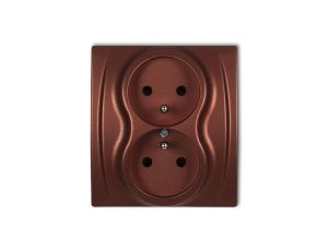 LOGO Gniazdo podwójne z/u brązowy metalik 9LGP-2zp