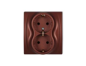 LOGO Gniazdo podwójne z/u SCHUKO brązowy metalik 9LGP-2sp