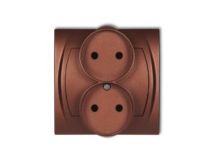 LOGO Gniazdo podwójne 2x(2P) z przesłonami brĄzowy metalik 9LGPR-2p