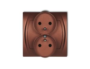 LOGO Gniazdo podwójne z/u z przesłonami brĄzowy metalik 9LGPR-2zp