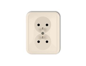 LIZA Gniazdo podwójne z/u beżowy 1GPT-2z