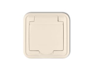 LIZA Gniazdo bryzgoszczelne z/u (klapka beľowa) beżowy 1GPH-1z