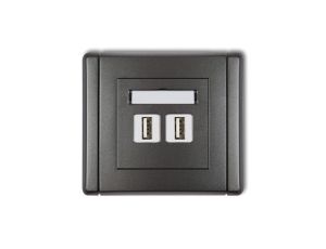 FLEXI Gniazdo podwójne 2xUSB-AA 3.0 grafitowy 11FGUSB-6