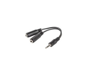 Adapter minijack stereo (M) - 2x minijack stereo (F) 10cm czarny AD-0024-BK