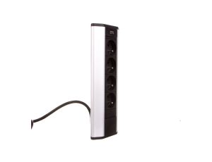 Przedłużacz biurkowy kątowy 4x gniazdo z uziemieniem srebrny AE-PBKT4U-80