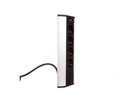 Przedłużacz biurkowy kątowy 4x gniazdo z uziemieniem srebrny AE-PBKT4U-80
