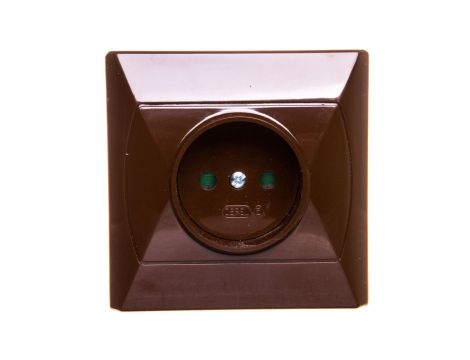 AKCENT Gniazdo pojedyncze b/u z przesłonami brązowe GP-1AP/24