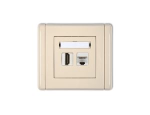 FLEXI Gniazdo pojedyncze HDMI + gniazdo komp. poj. 1xRJ45, kat. 5e, 8-stykowe beżowy 1FGHK