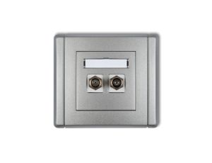 FLEXI Gniazdo antenowe podwójne typu F (SAT) pozłacane srebrny metalik 7FGF-2.1