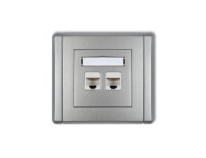 FLEXI Gniazdo komputerowe podwójne 2xRJ45, kat. 6, 8-stykowe srebrny metalik 7FGK-4