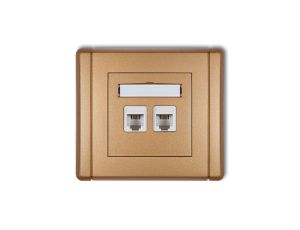 FLEXI Gniazdo telefoniczne podwójne 2xRJ11, 4-stykowe, beznarzędziowe złoty metalik 8FGT-2