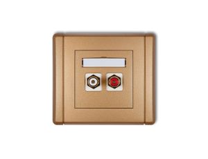 FLEXI Gniazdo podwójne RCA (typu cinch - biały i czerwony, pozłacane) złoty metalik 8FGRCA-2