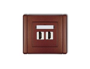 FLEXI Gniazdo podwójne HDMI brązowy metalik 9FHDMI-2