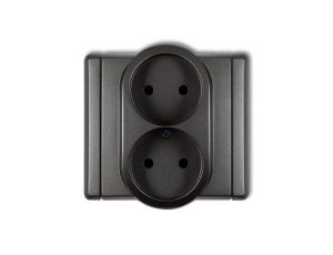 FLEXI Gniazdo podwójne b/u grafitowy 11FGP-2p