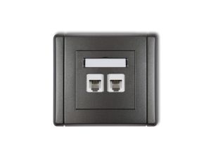 FLEXI Gniazdo telefoniczne podwójne 2xRJ11, 4-stykowe, beznarzędziowe grafitowy 11FGT-2
