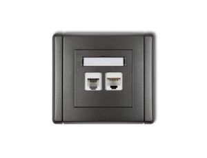 FLEXI Gniazdo telefoniczne pojedyncze 1xRJ11 + komputerowe pojedyncze 1xRJ45, kat. 5e, 8-stykowe, beznarzędziowe grafitowy 11FGT