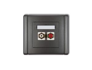 FLEXI Gniazdo podwójne RCA (typu cinch - biały i czerwony, pozłacane) grafitowy 11FGRCA-2