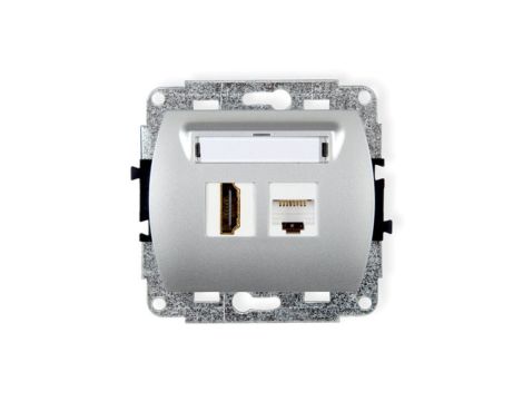 TREND Gniazdo pojedyncze HDMI + Gniazdo komputerowe pojedyncze 1xRJ45, kat. 5e, 8-stykowy srebrny 5GHK