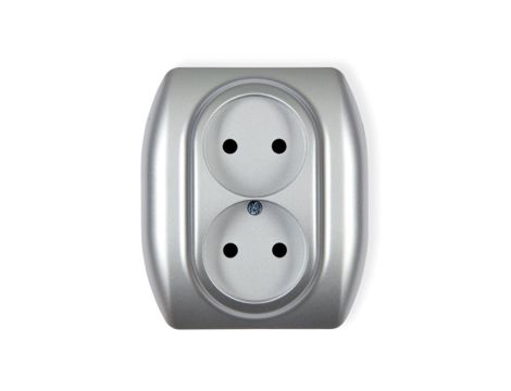 TREND Gniazdo podwójne b/u srebrny 5GP-2p