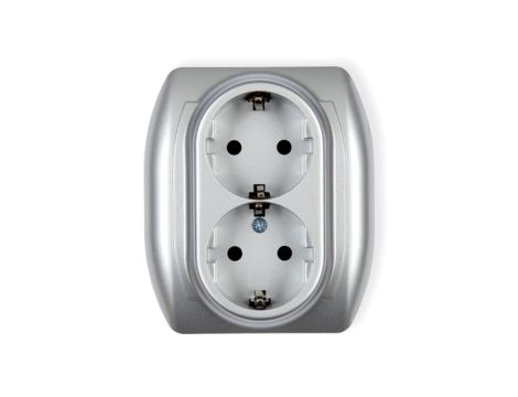 TREND Gniazdo podwójne z/u SCHUKO srebrny 5GP-2sp