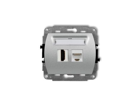 TREND Gniazdo pojedyncze HDMI + Gniazdo komputerowe pojedyncze 1xRJ45, kat. 5e, 8-stykowy srebrny metalik 7GHK