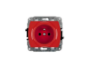 TREND Gniazdo pojedyncze z/u DATA bez klucza z przesłonami czerwony GBK