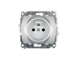 TREND Gniazdo pojedyncze z/u 2P+Z srebrny metalik 7GP-1zp