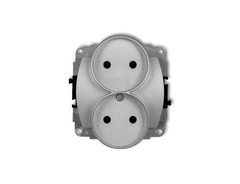 TREND Gniazdo podwójne b/u srebrny metalik 7GPR-2p