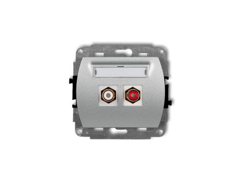 TREND Gniazdo podwójne RCA (typu cinch - biały i czerwony, pozłacany) srebrny metalik 7GRCA-2