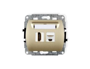 TREND Gniazdo pojedyncze HDMI + Gniazdo komputerowe pojedyncze 1xRJ45, kat. 5e, 8-stykowy złoty 6GHK