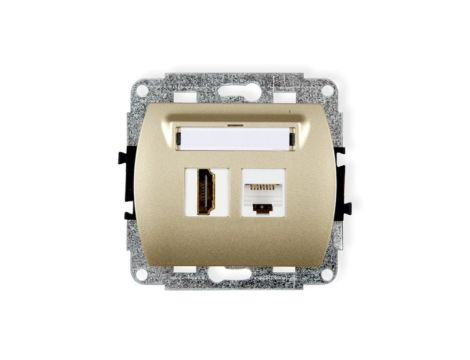 TREND Gniazdo pojedyncze HDMI + Gniazdo komputerowe pojedyncze 1xRJ45, kat. 5e, 8-stykowy złoty 6GHK